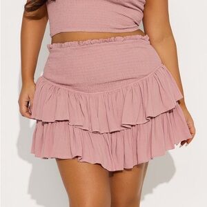 Pink Ruffled Women's Skirt set
